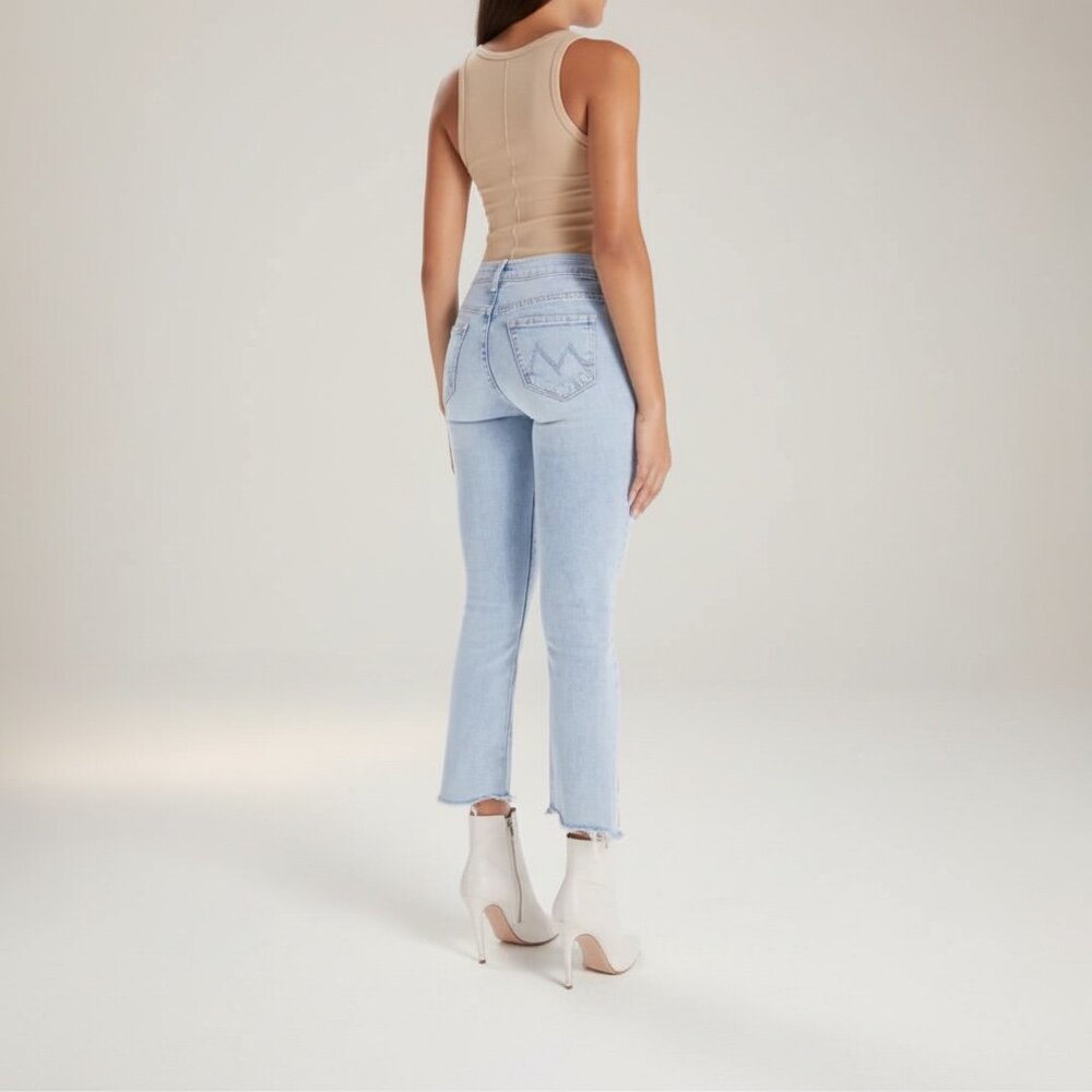 MOTHER Insider Crop Step Fray Jeans Drinking By The Pool Wash Size 29 - Picture 3 of 14